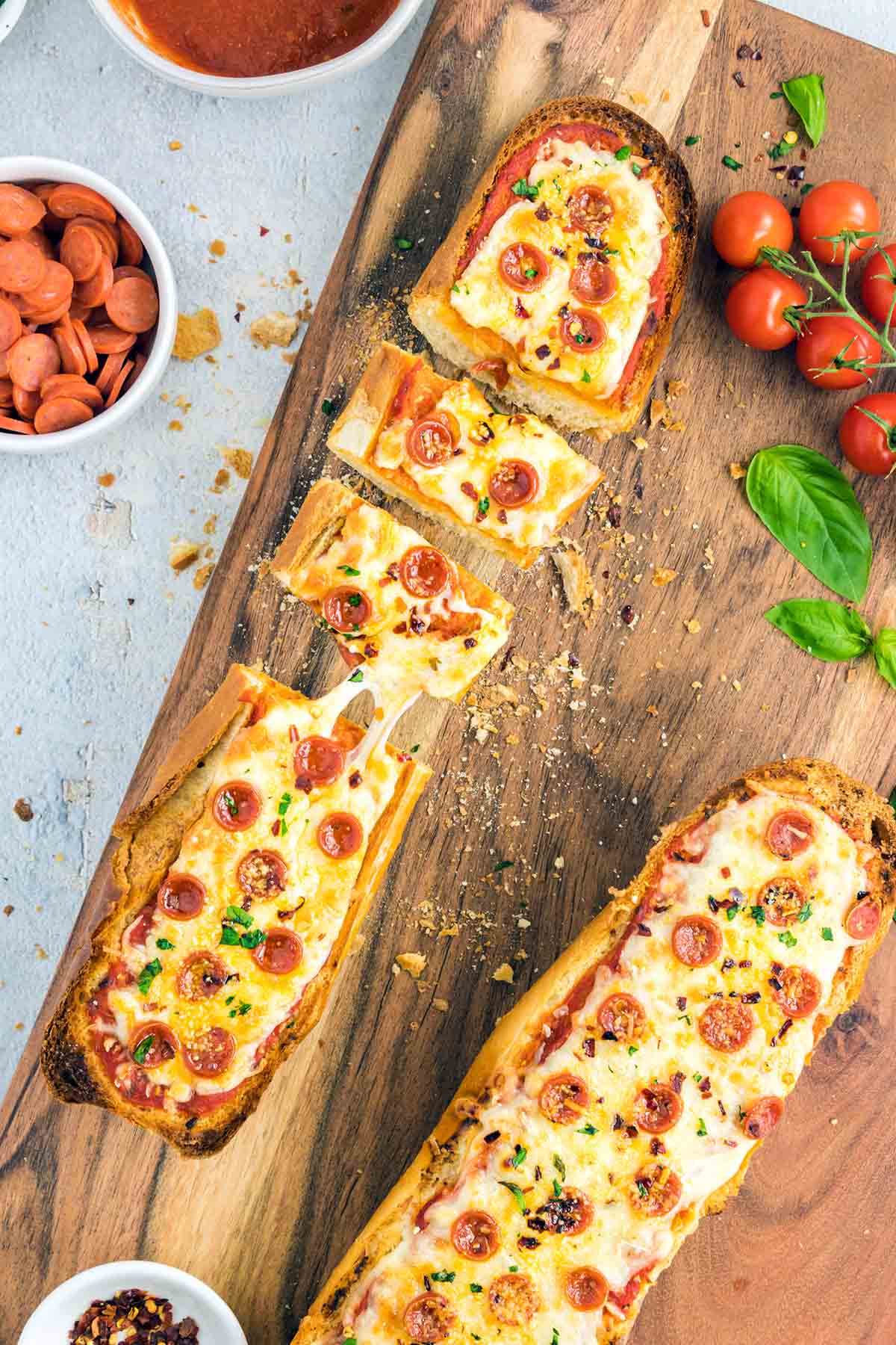 french bread pizzas.