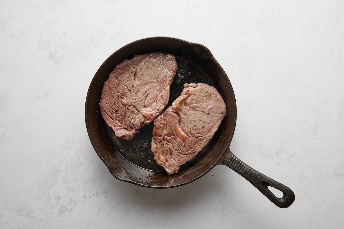 seared ribeye steak.