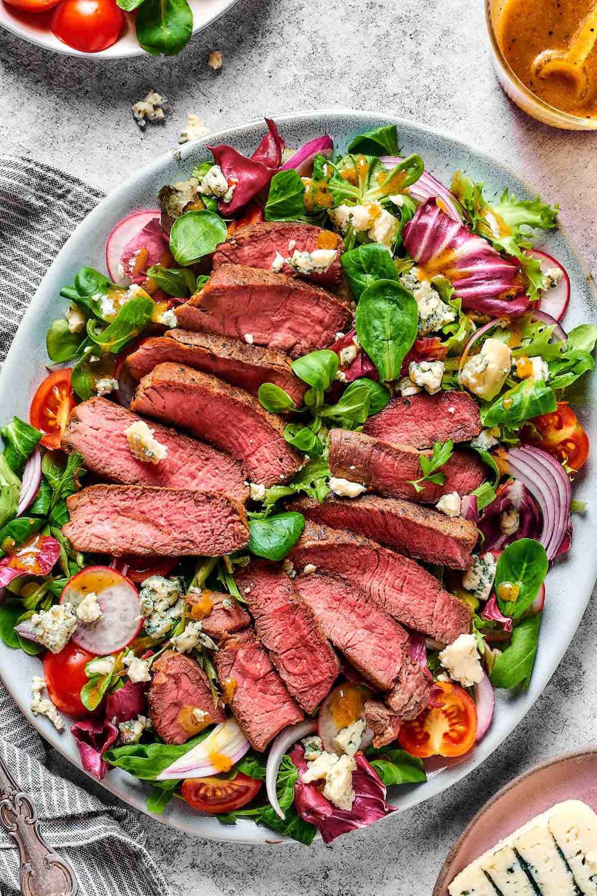 steak salad.