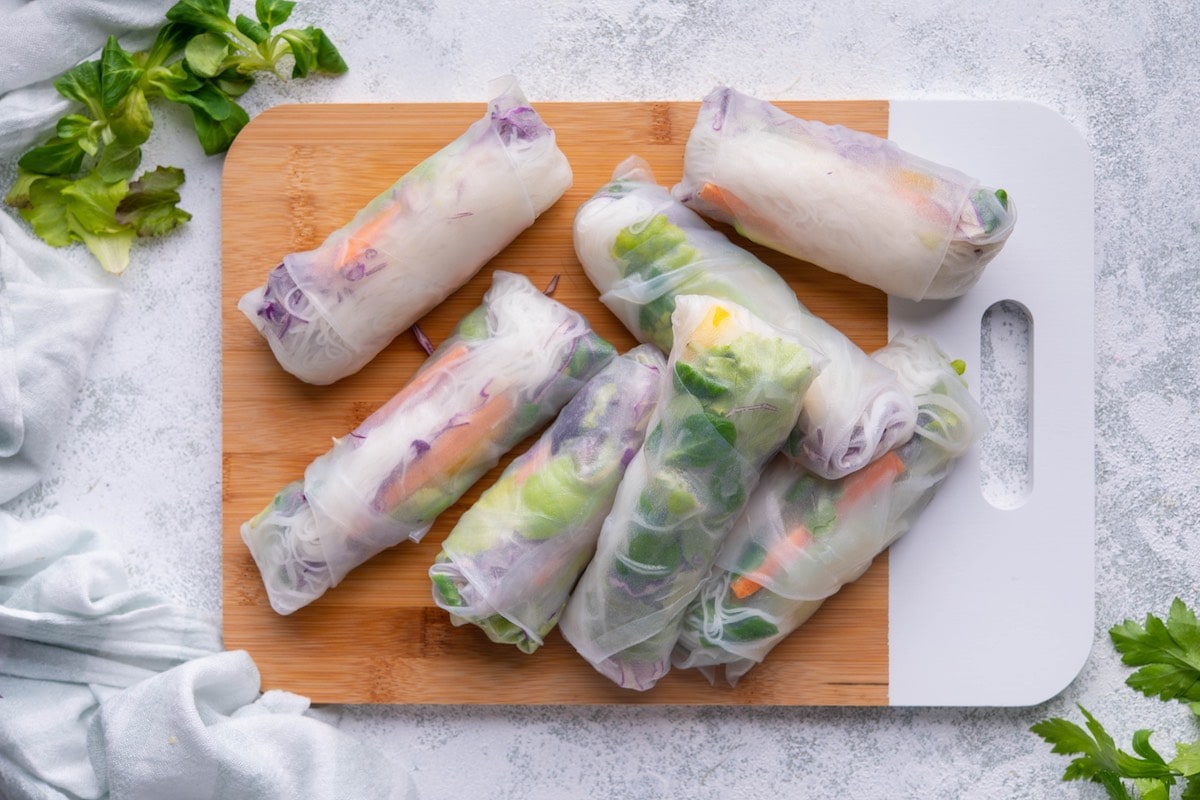 wrapped fresh spring rolls.