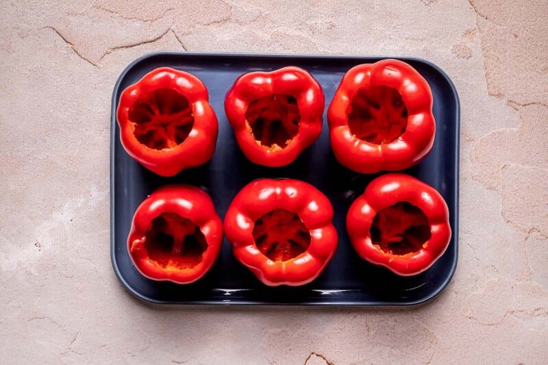 hollowed out bell peppers.