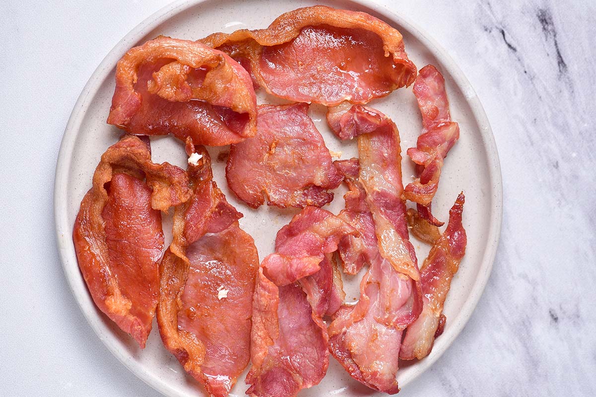 bacon on a plate.