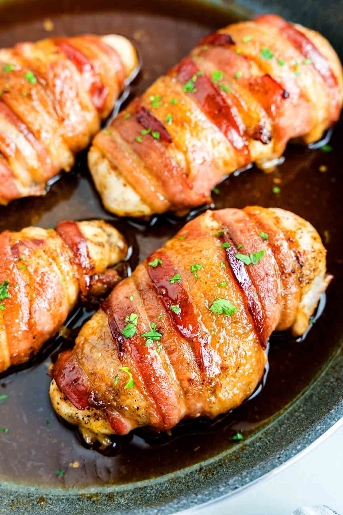 bacon wrapped chicken.