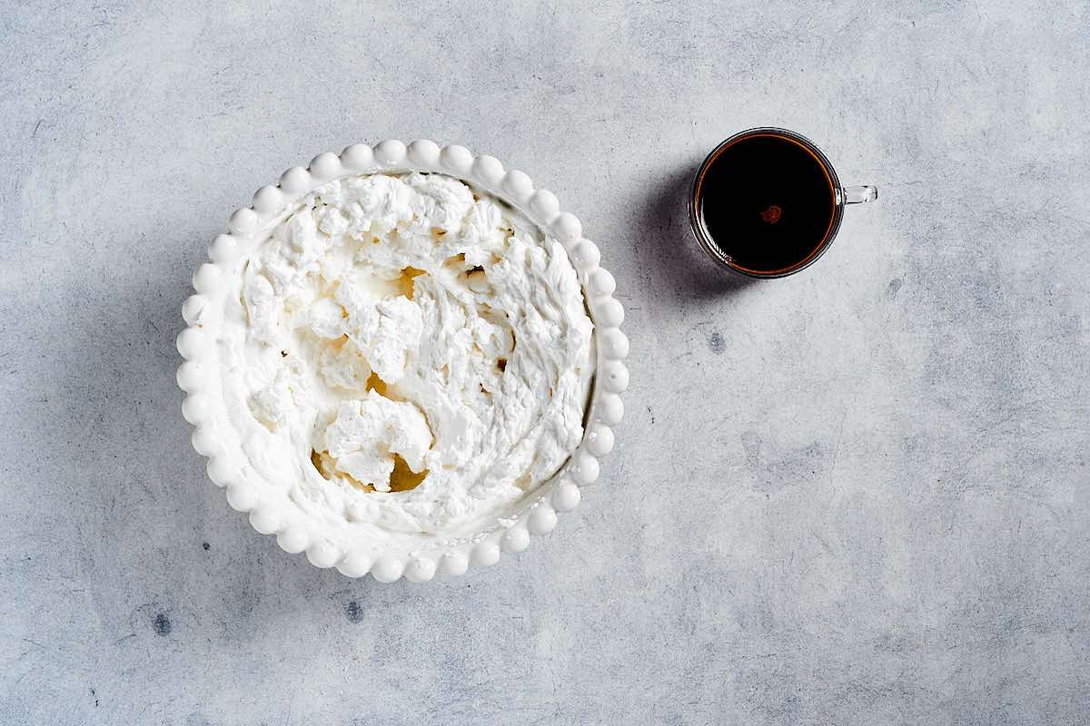 whipped cream in a bowl. 