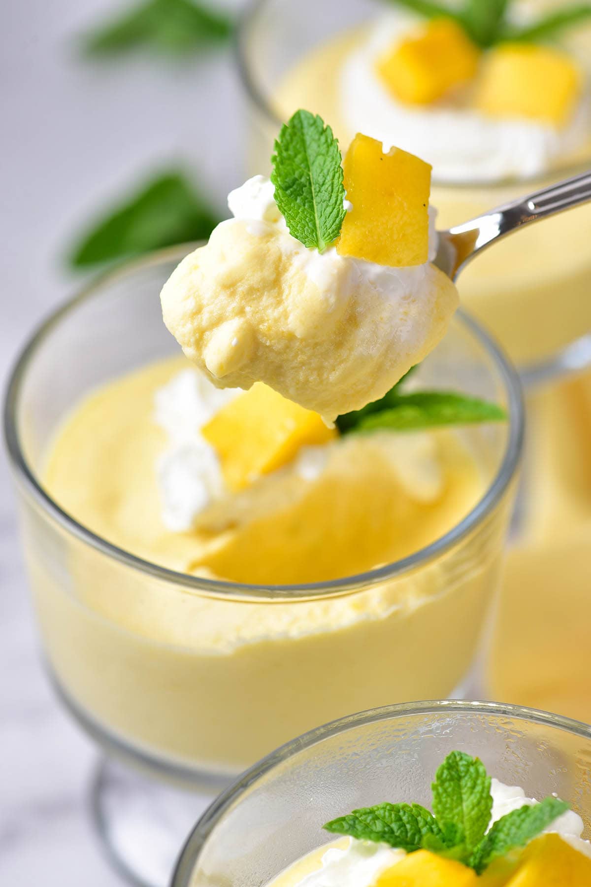 mango mousse pudding.