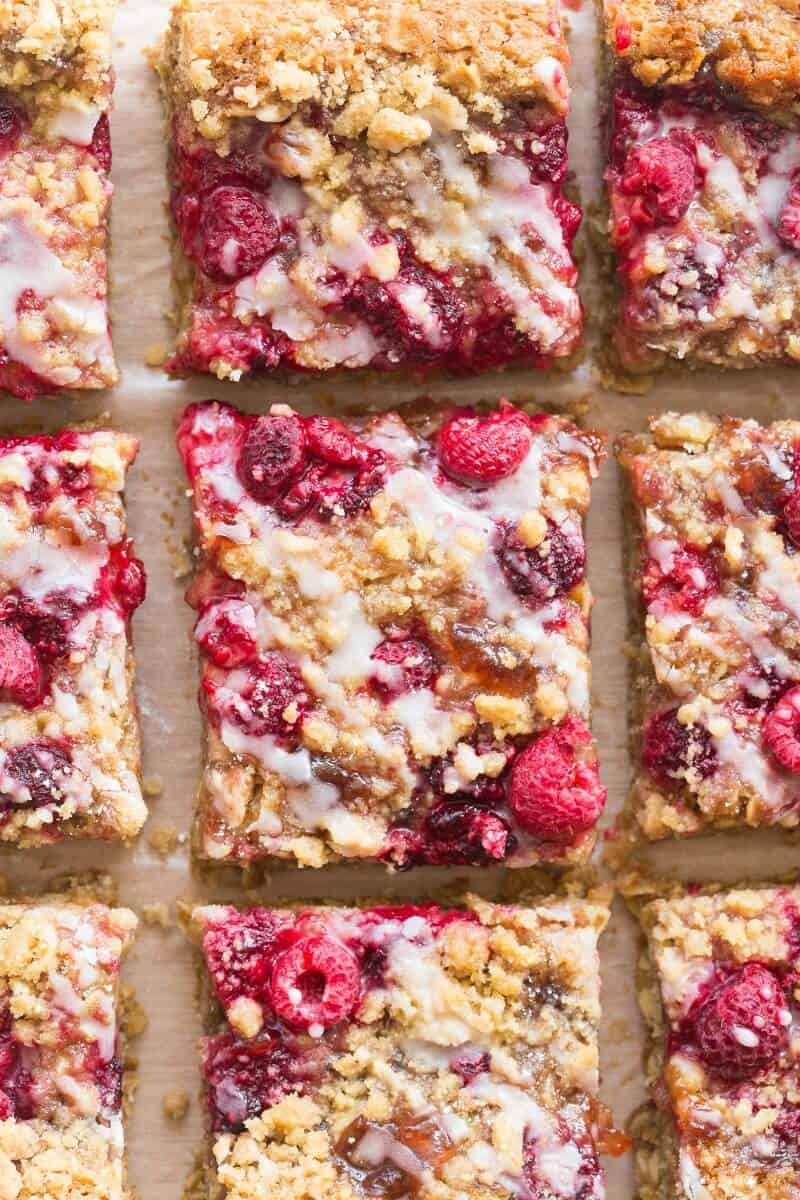 raspberry crumb bars. 