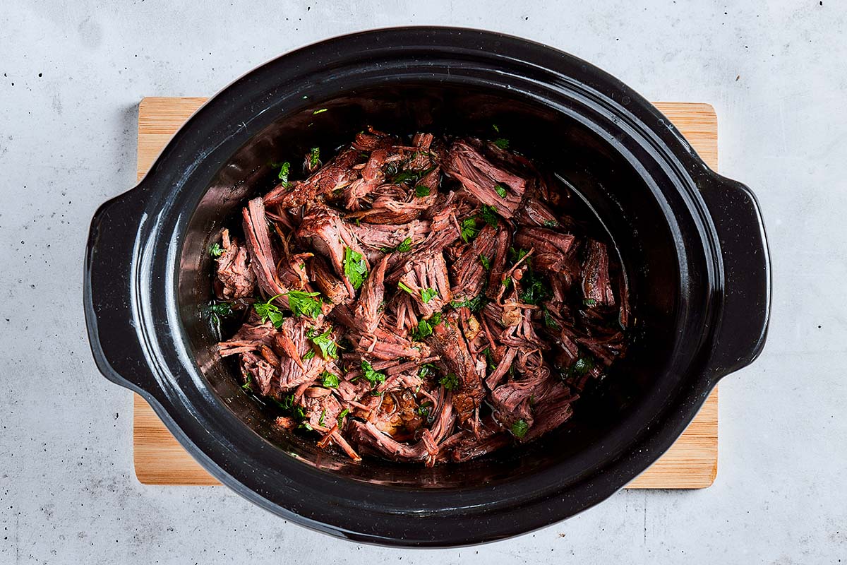 Italian beef in slow cooker.