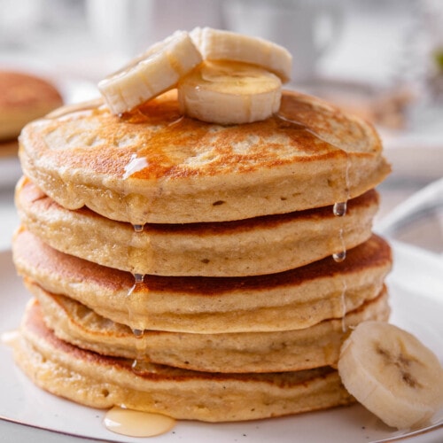 Pancakes protéinés banane, peanut butter & tofu - The Greenquest