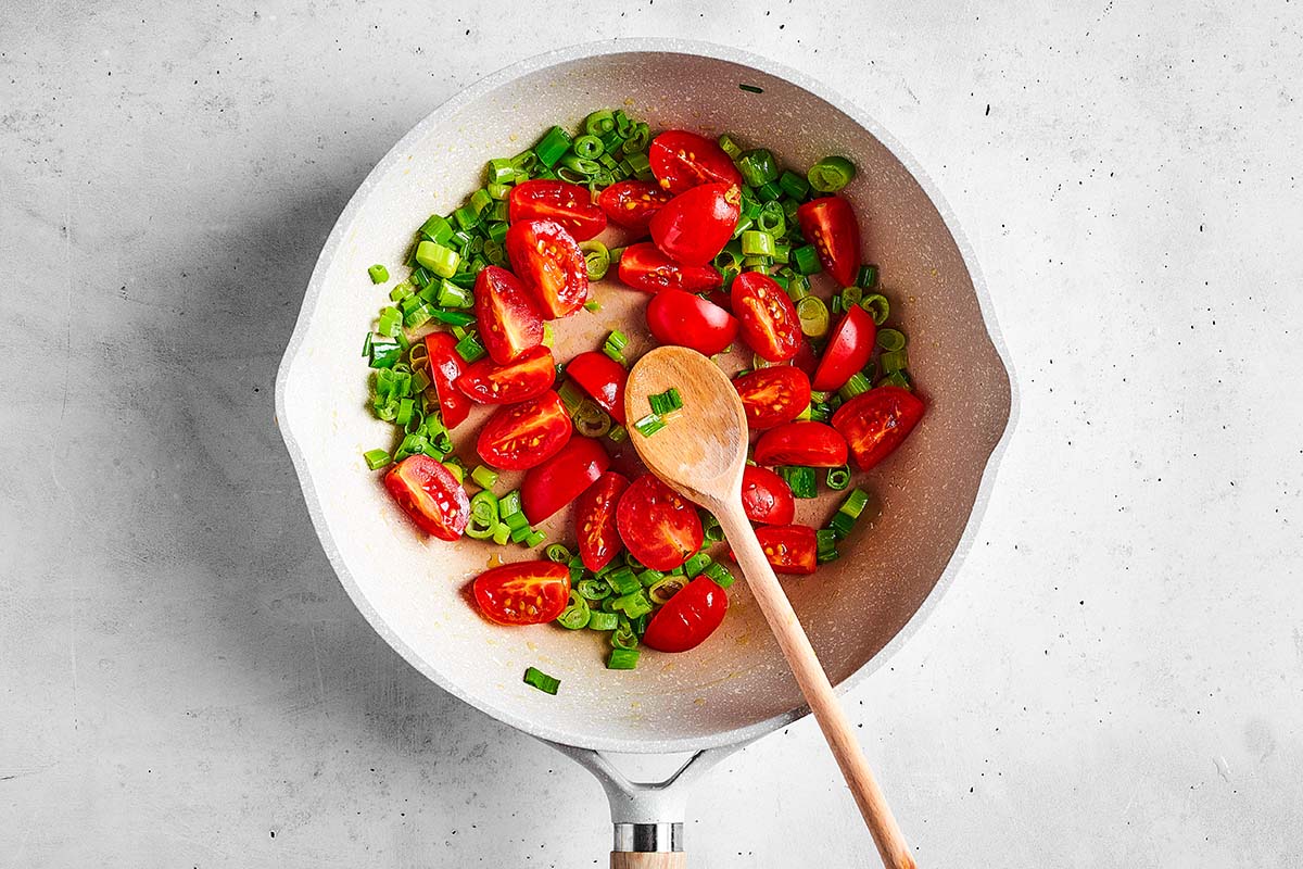 veggies in skillet.