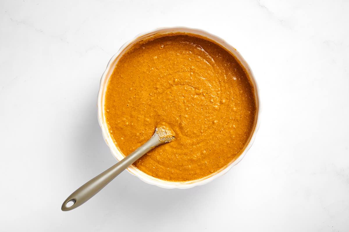 pumpkin bread batter in a bowl.