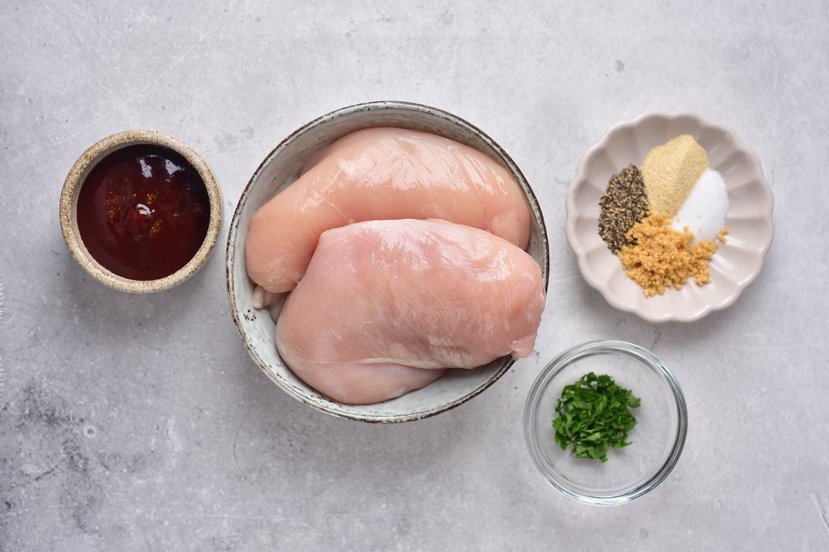 ingredients for air fryer BBQ chicken. 