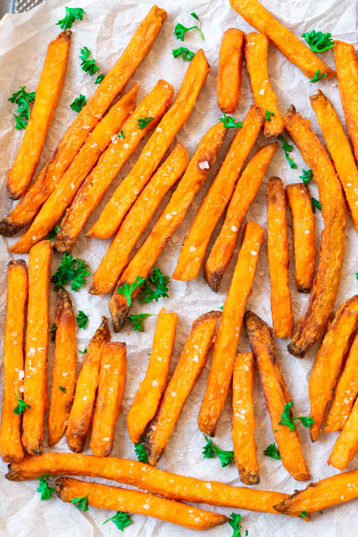 air fryer sweet potato fries with herbs.