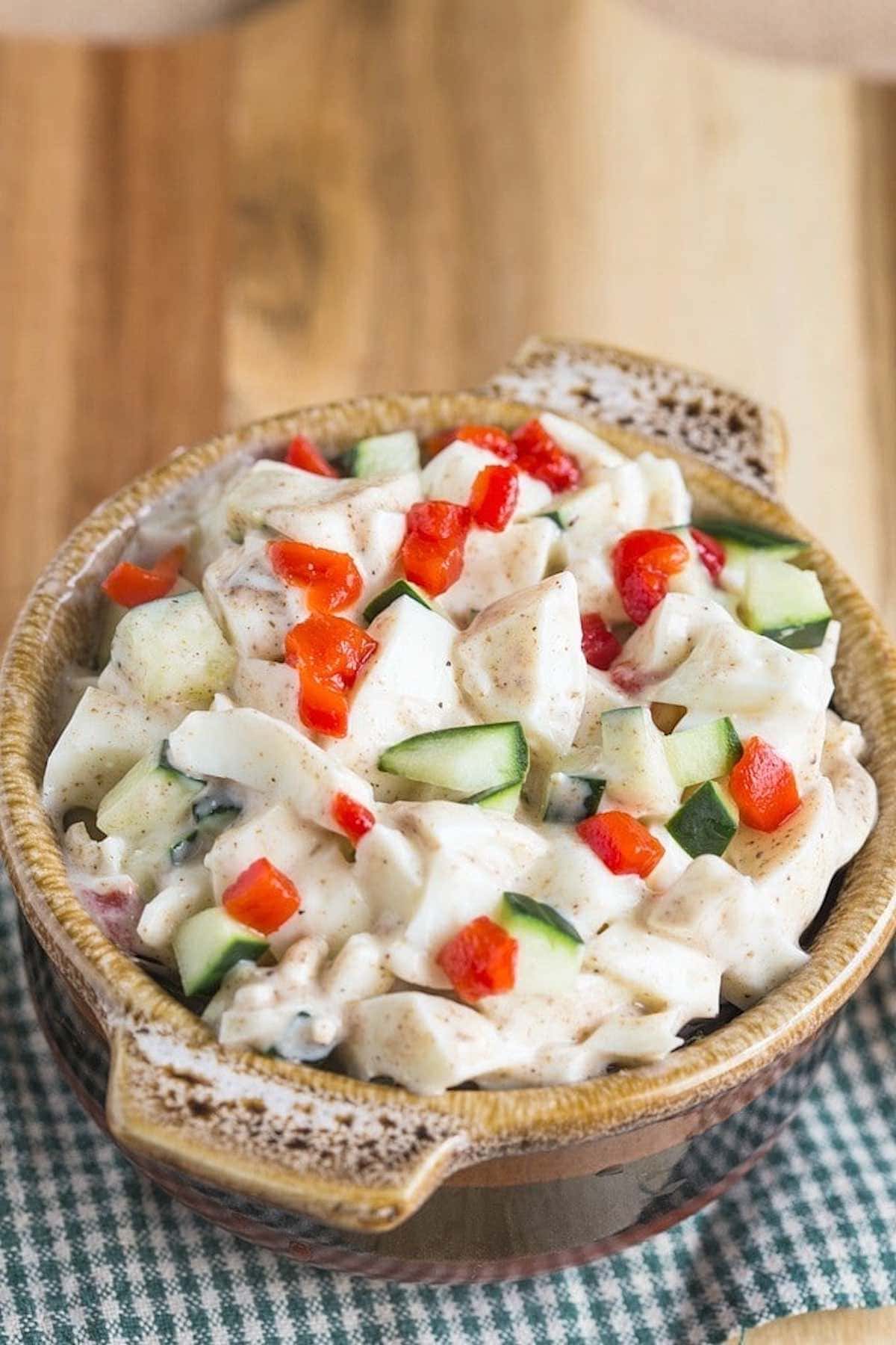 creamy egg white salad with low calorie salad dressing.