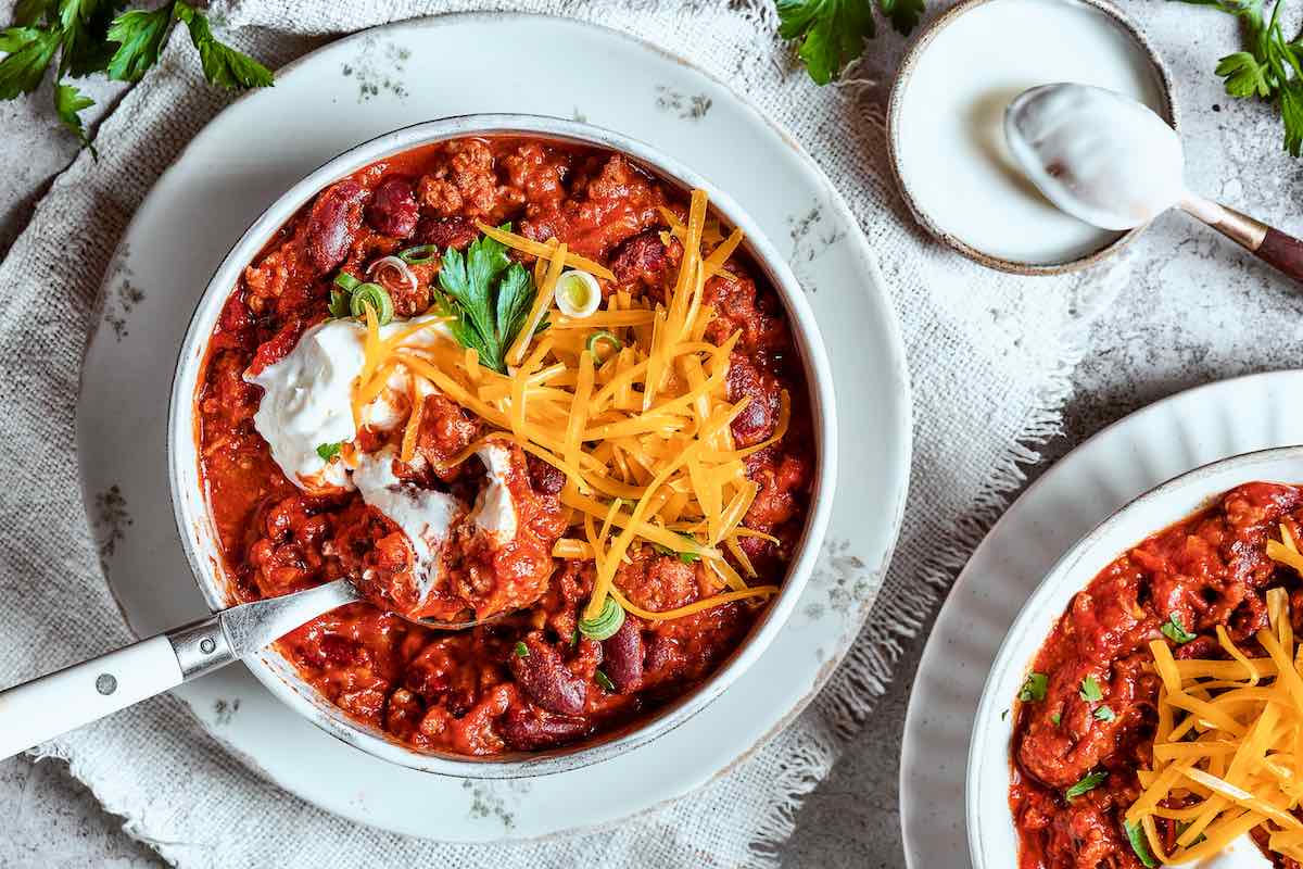 assembled venison chili.