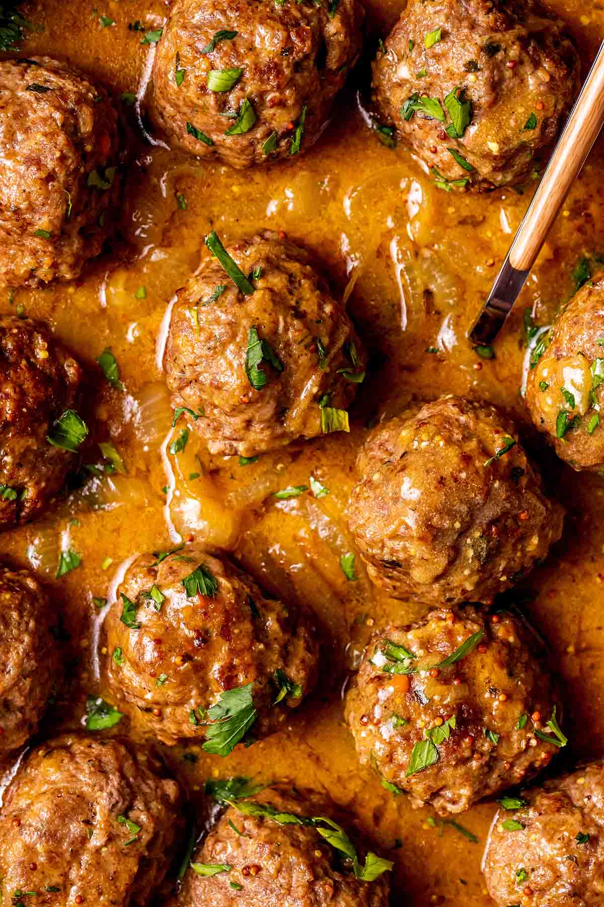 meatballs in gravy.