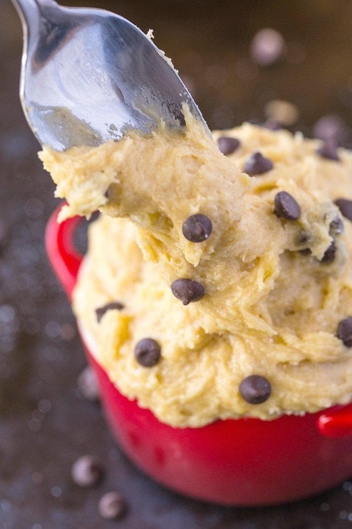 banana cookie dough with a spoon.
