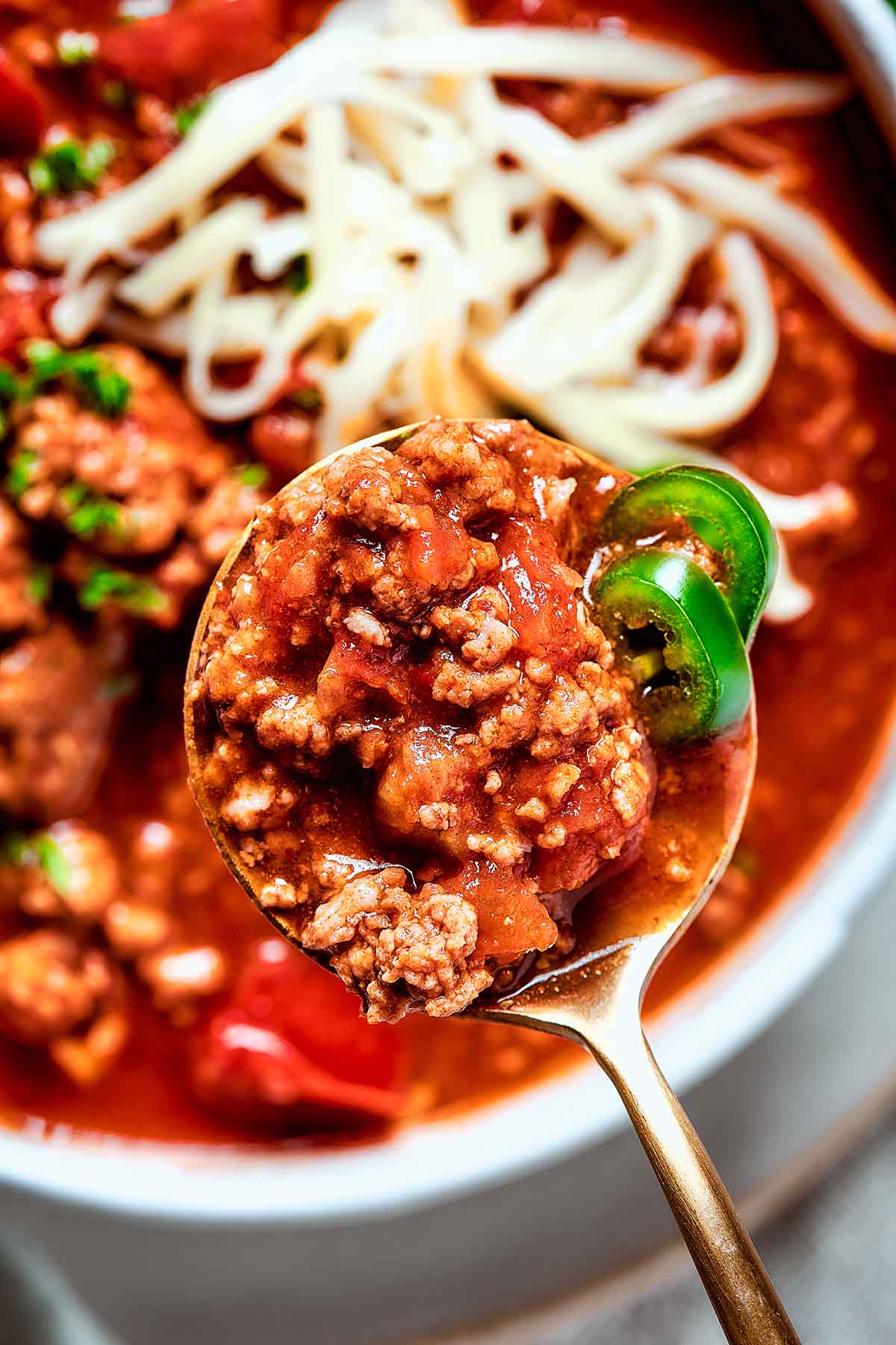 beanless chili recipe with jalapeno peppers.