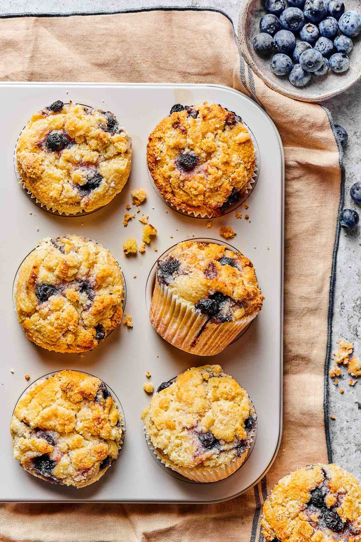 blueberry muffins keto in a muffin pan.