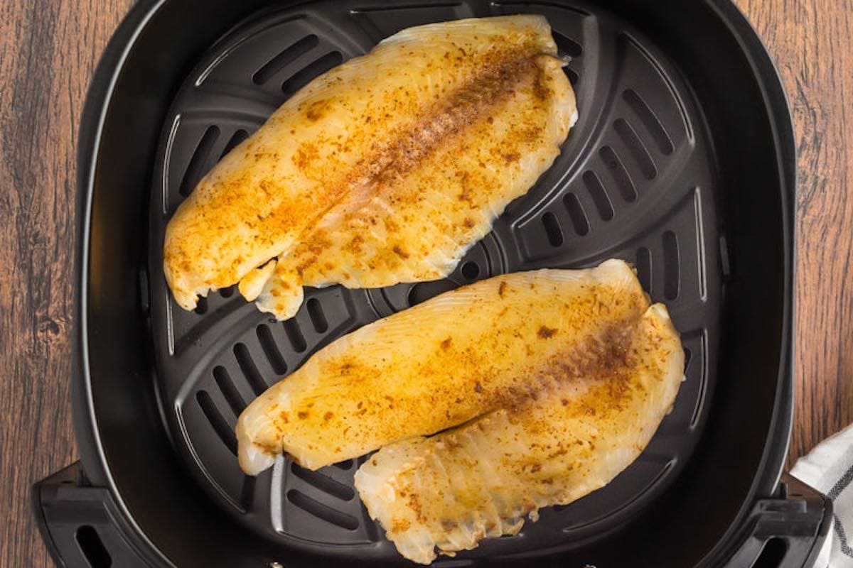 raw tilapia in the air fryer.