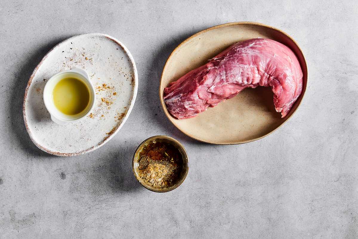 raw pork tenderloin, oil, and seasonings.