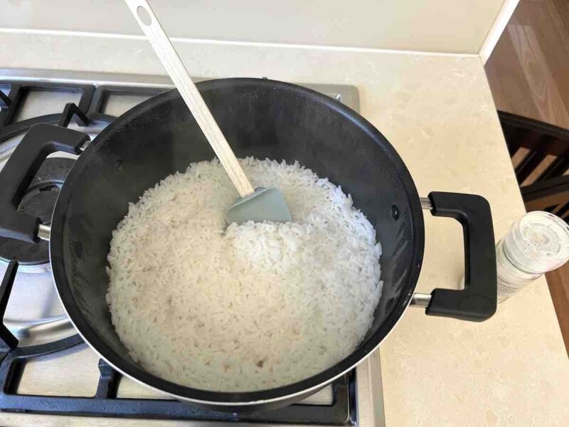 fluffing basmati rice.