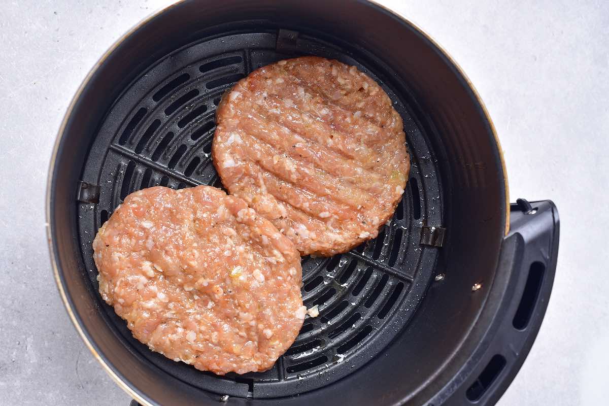 raw chicken patties in the air fryer. 