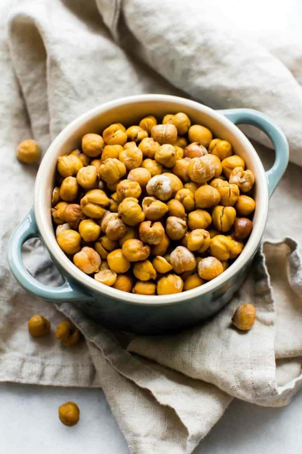 roasted chickpeas in a bowl.