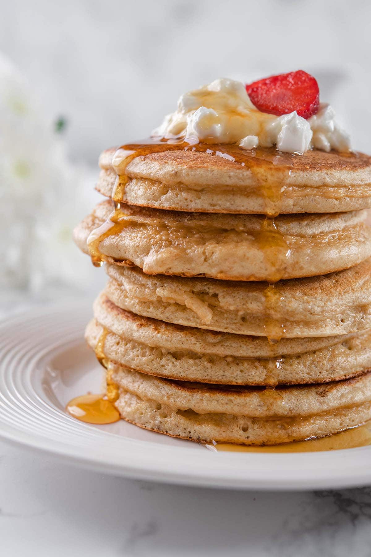 stack of protein pancakes.
