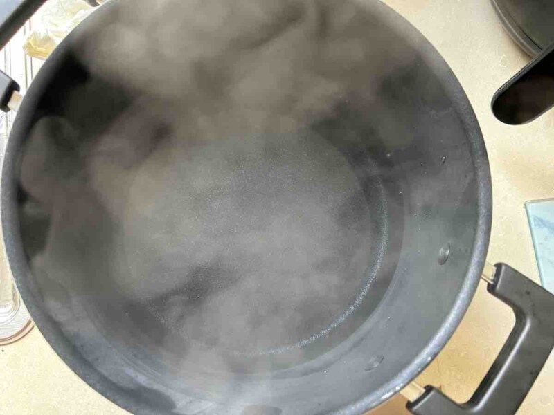 water boiling in pot.