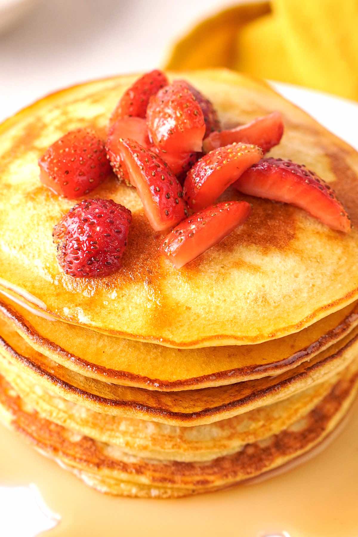 stack of coconut flour pancakes.