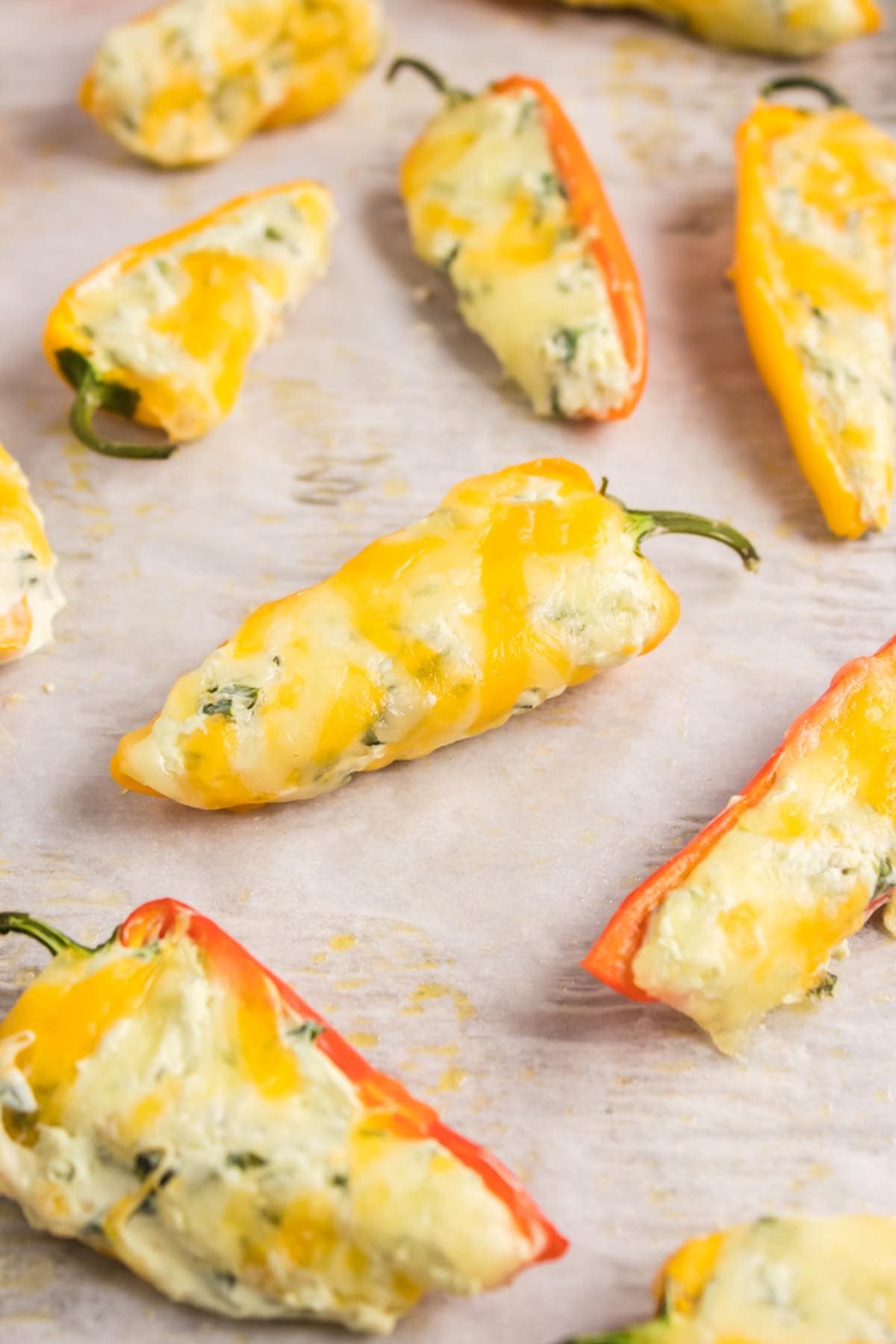 mini peppers filled with cream cheese.