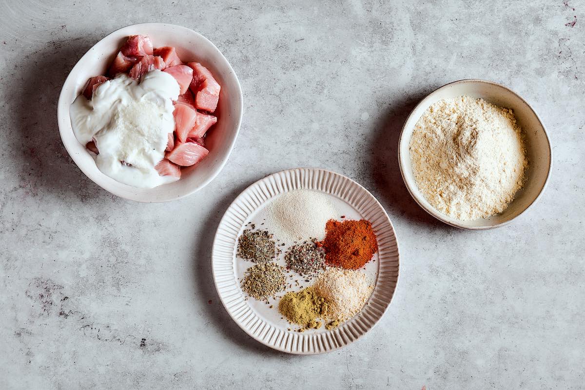 seasonings on a plate. 