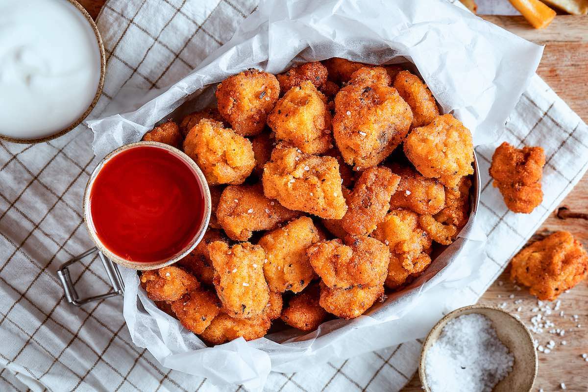 fried popcorn chicken.