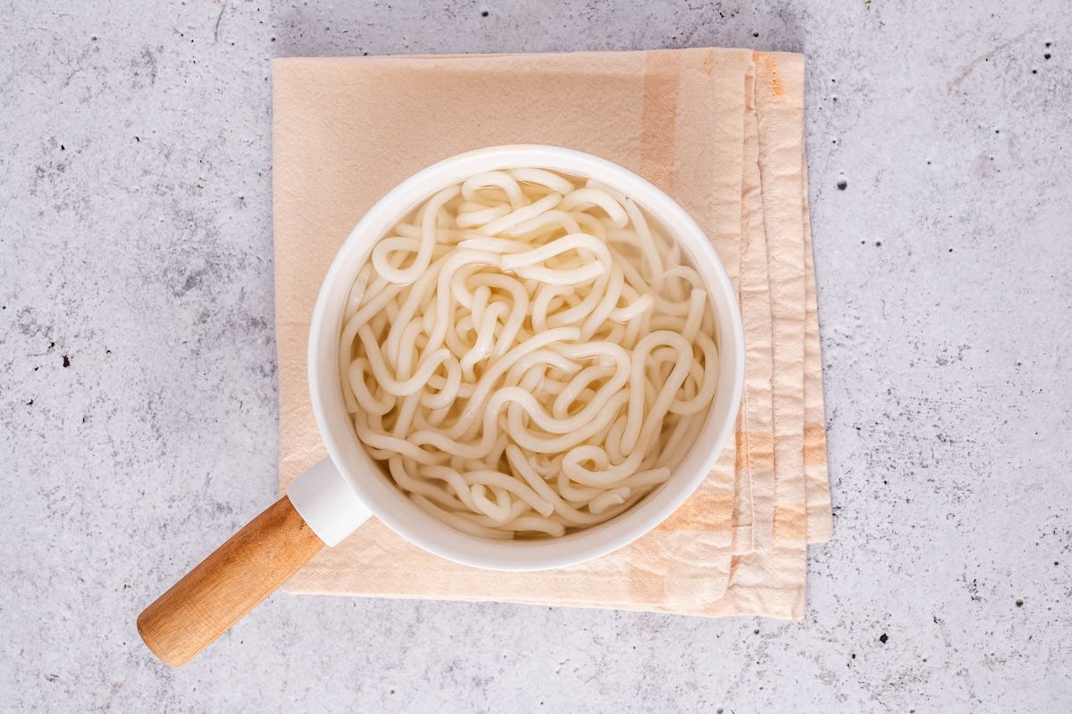 noodles in pot.