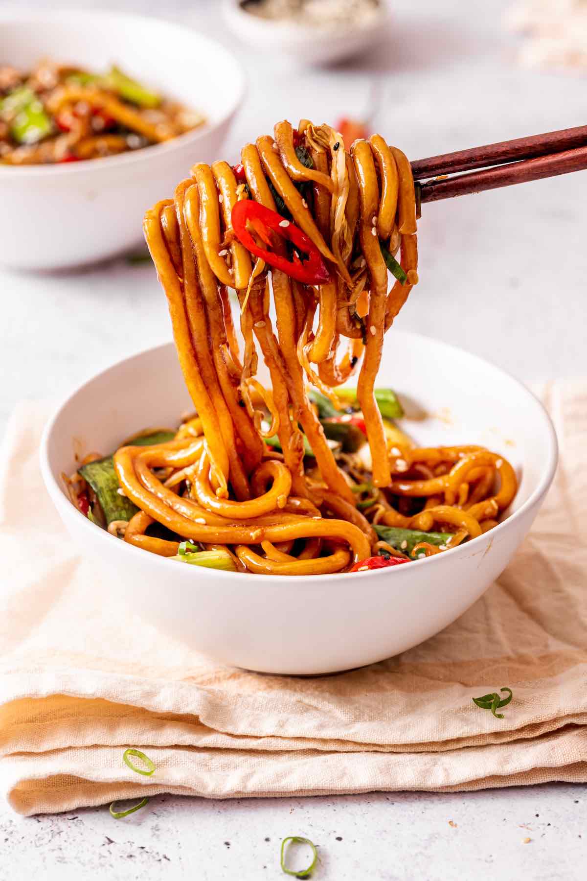 spicy Asian noodles.