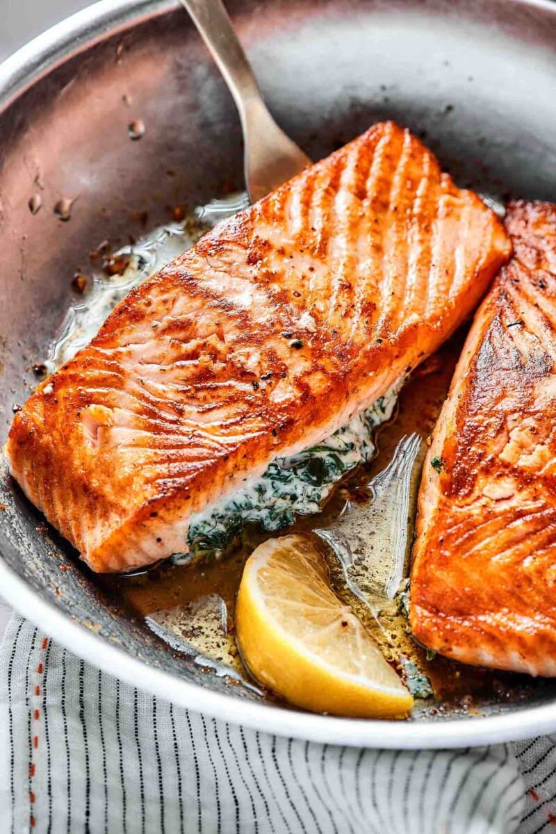 Stuffed Salmon Creamy Spinach and Cheese - The Big Man's World