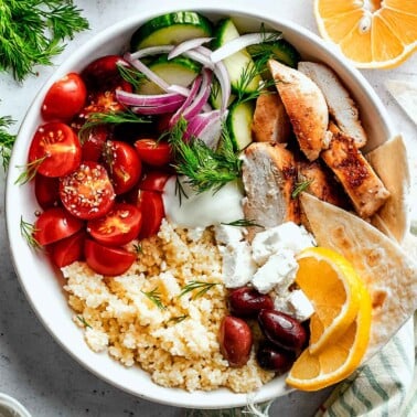 Greek chicken bowl recipe.