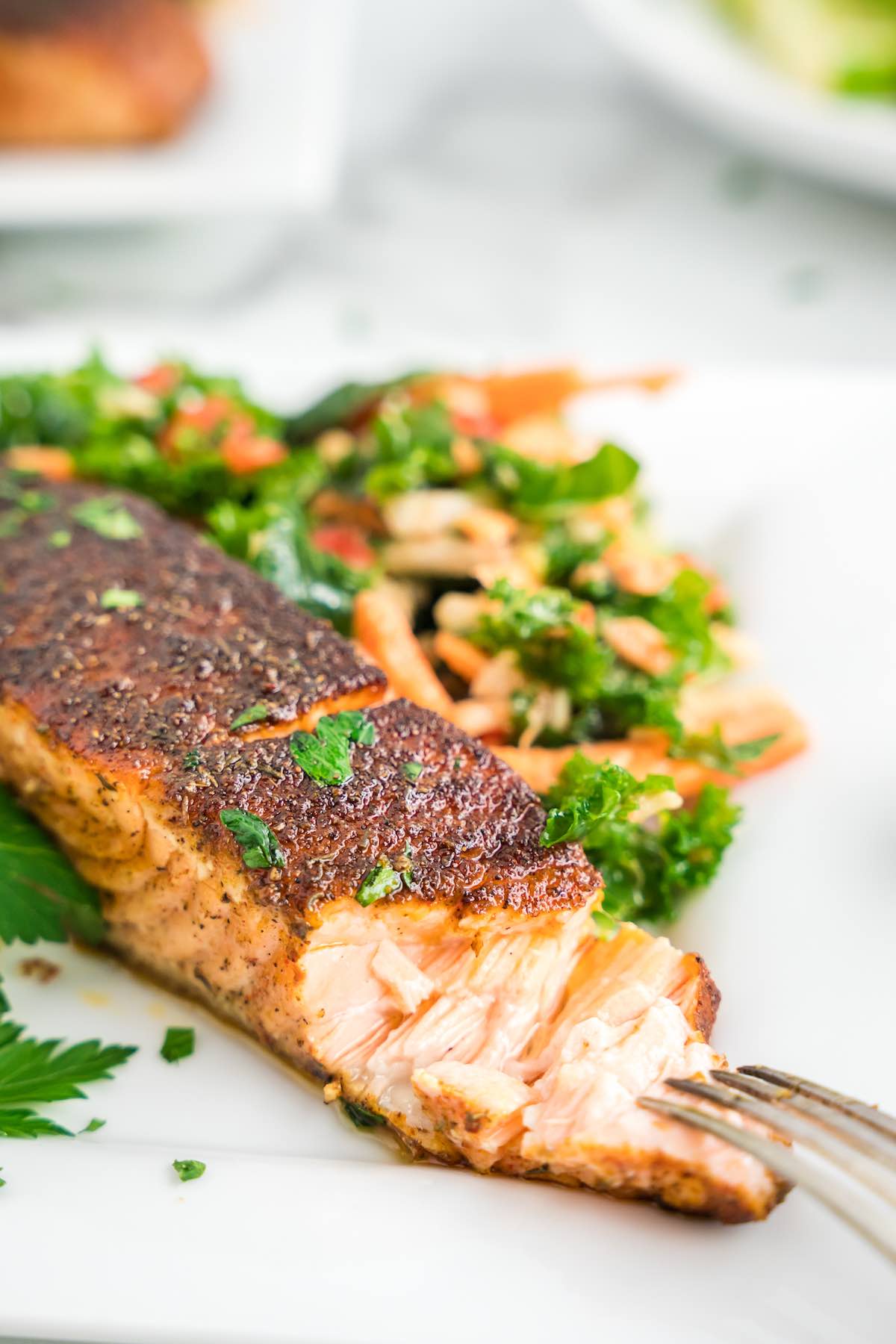 flaked blackened salmon.