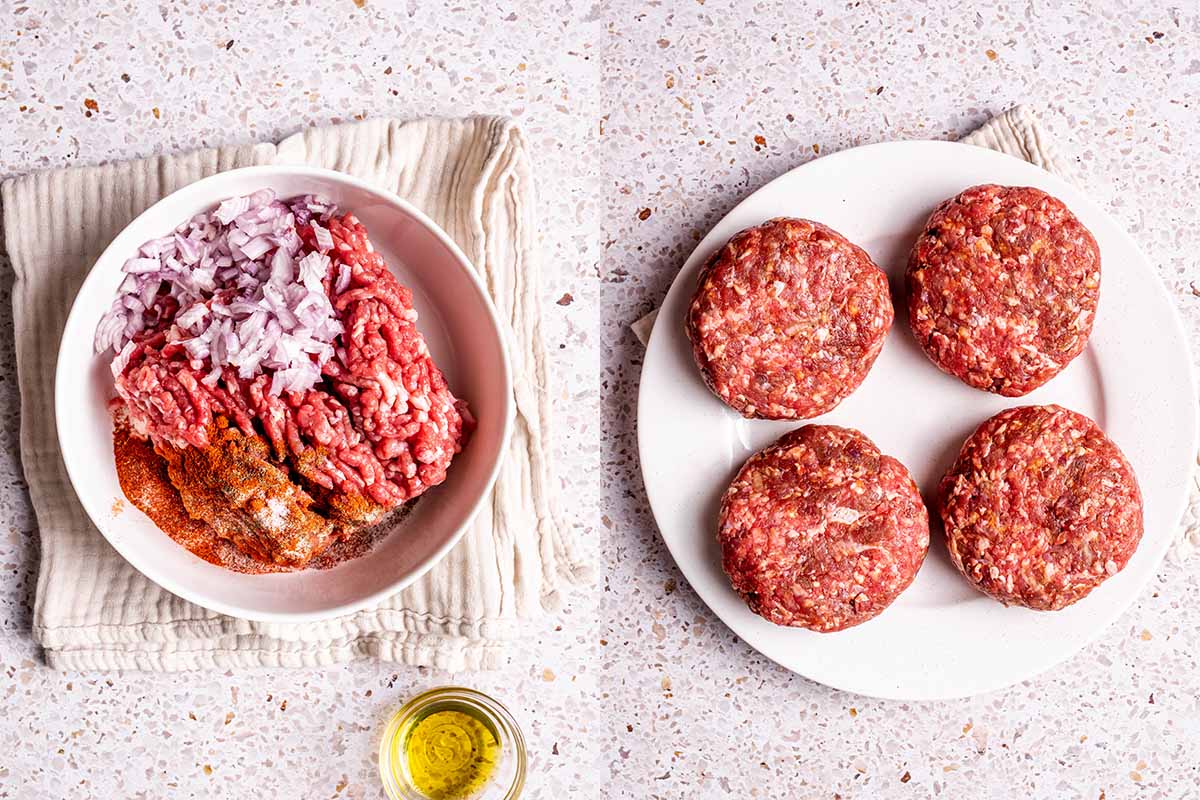 raw bison patties.