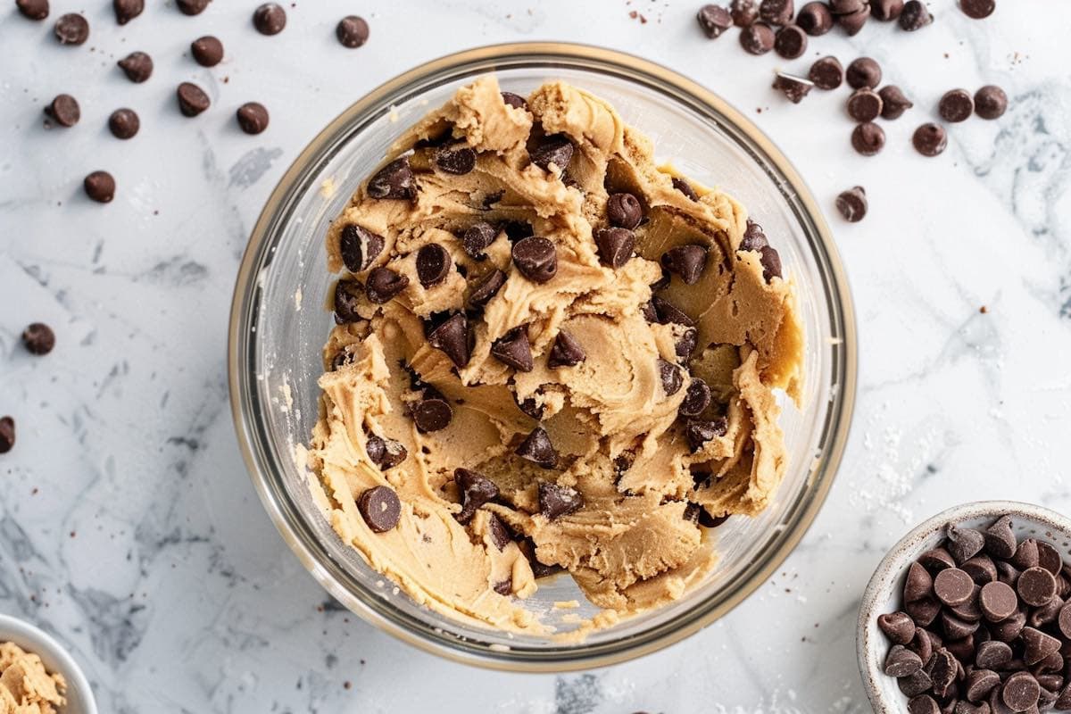 dairy free cookie dough in a bowl.
