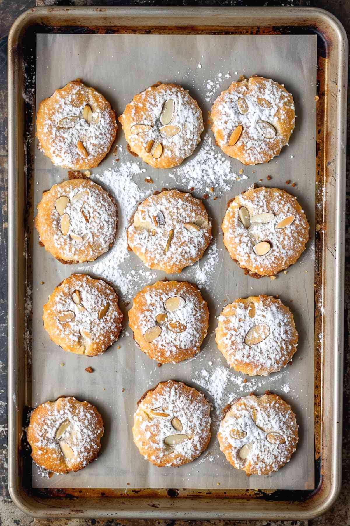 italian almond cookies on a baking sheet.