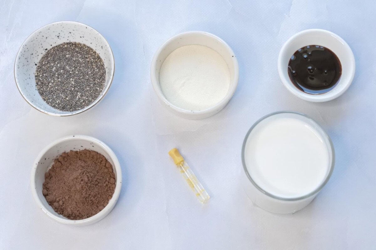 ingredients for protein chia pudding.