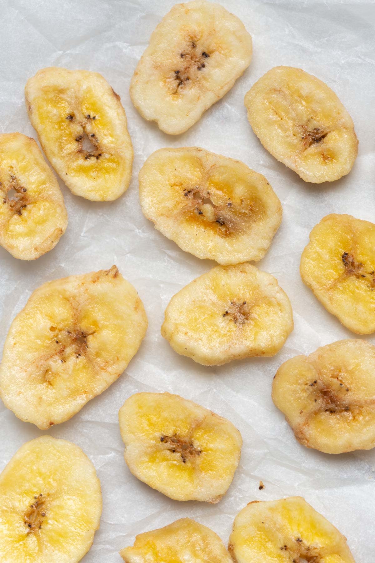 crispy baked banana chips.