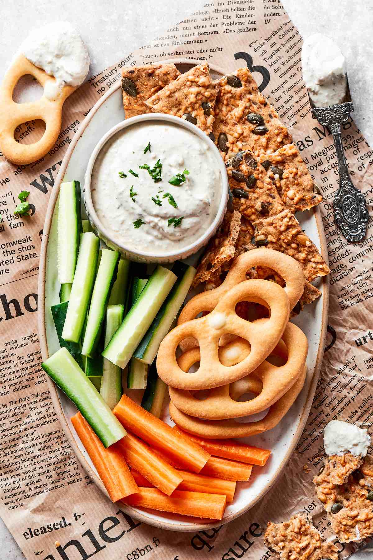 cottage cheese dip with crudites.