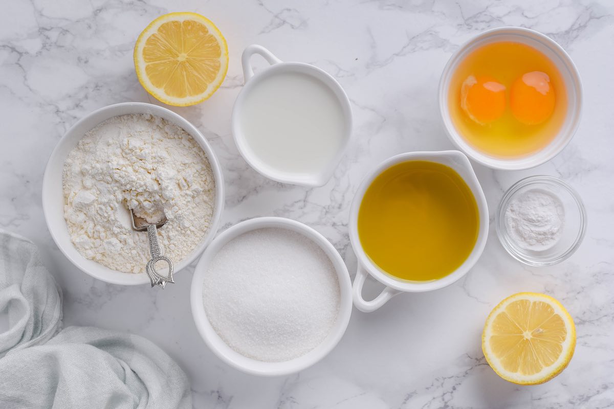 lemon olive oil cake ingredients.