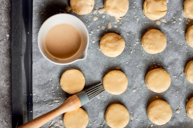 shaped vegan biscuits with buttermilk glaze.