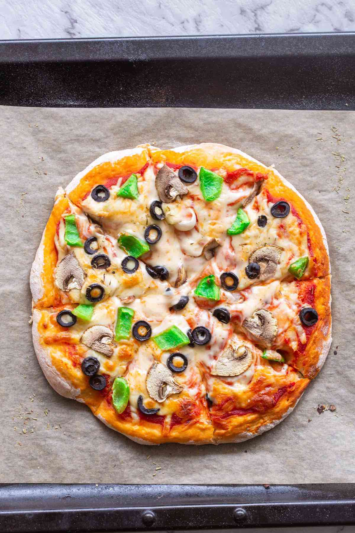 pizza dough with 2 ingredients.