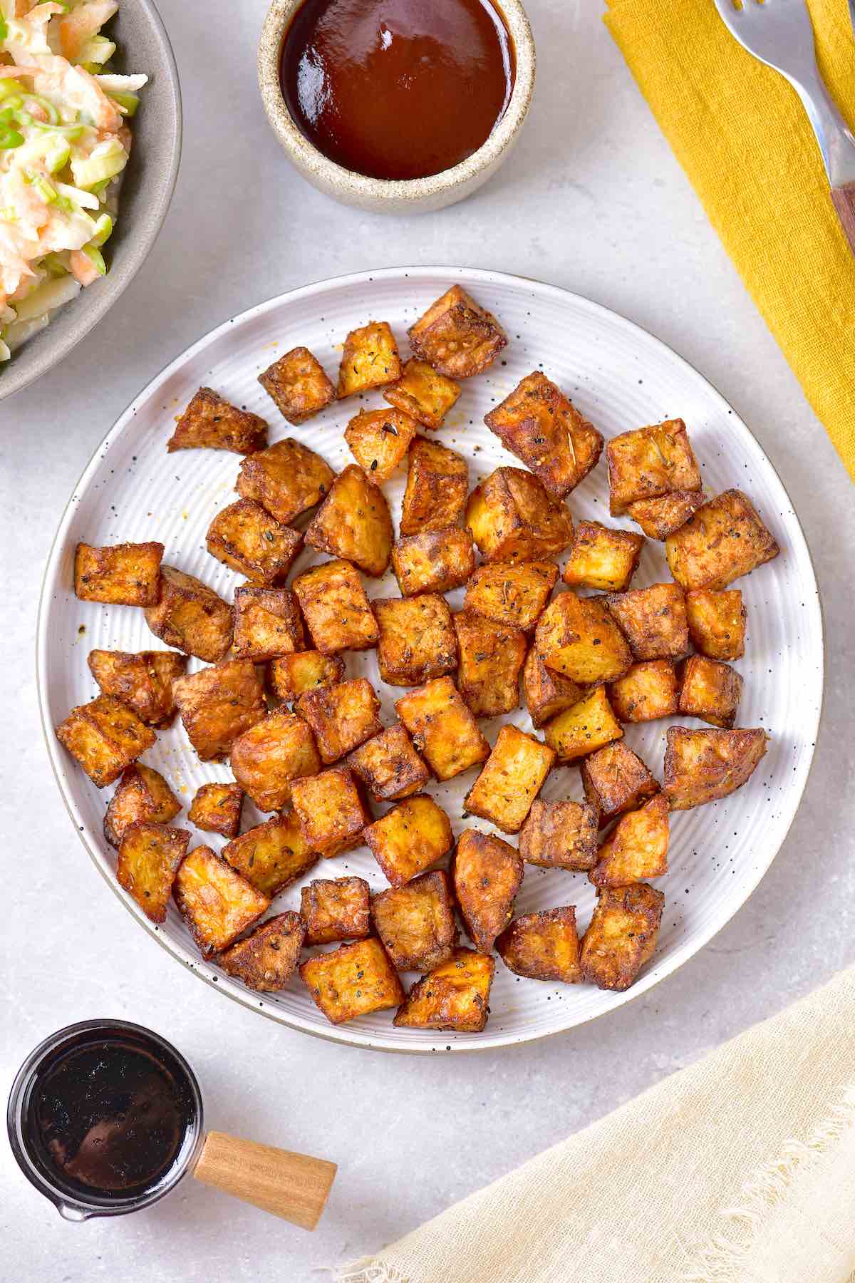 plate of air fryer home fries.