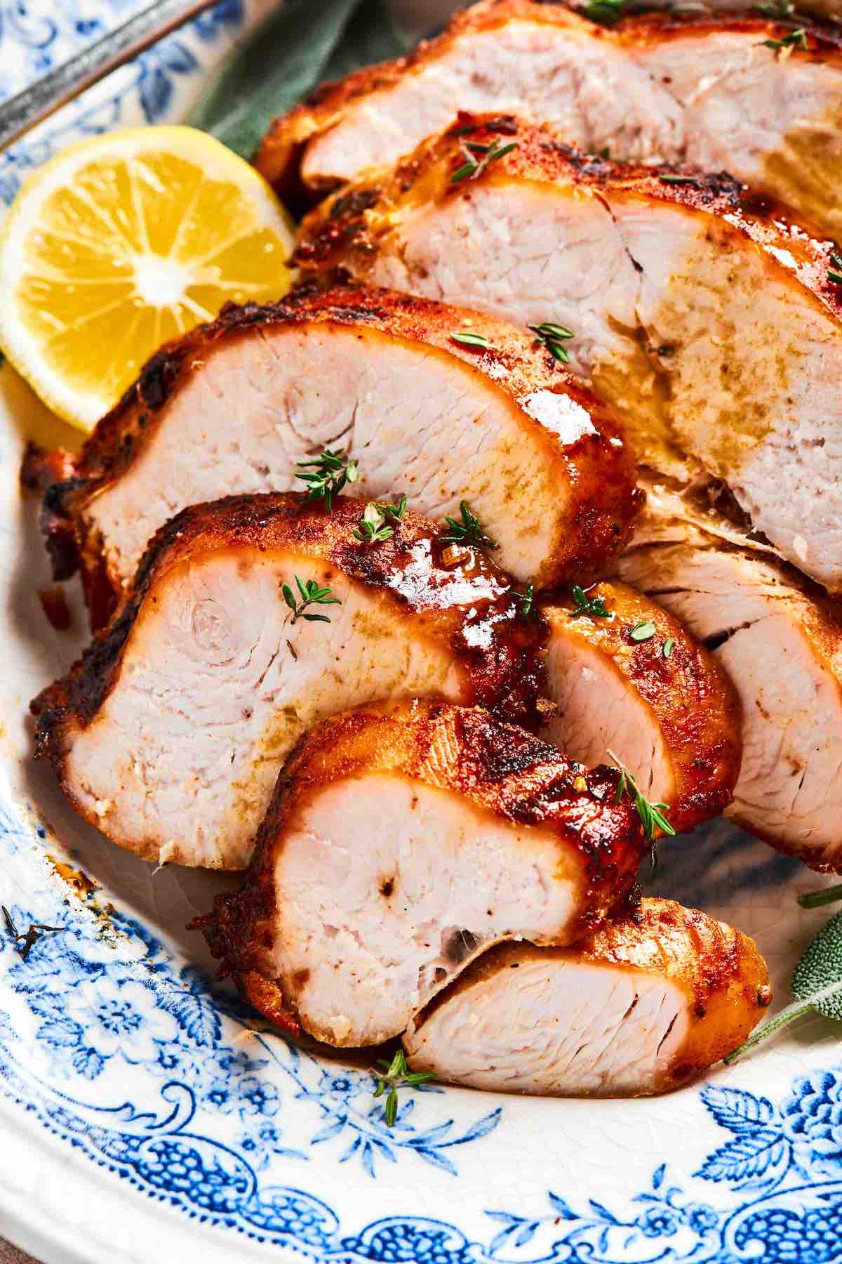 sliced air fryer turkey breast.