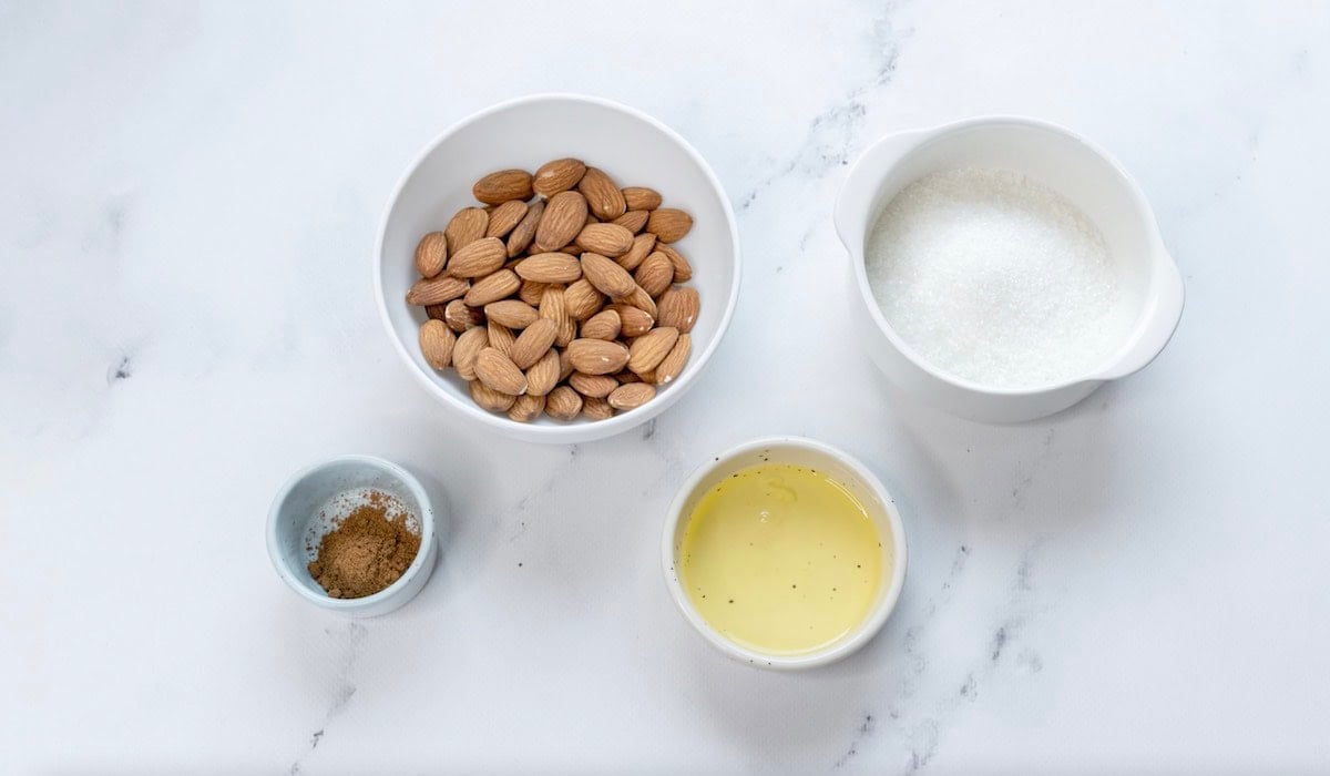 ingredients for candied almonds. 
